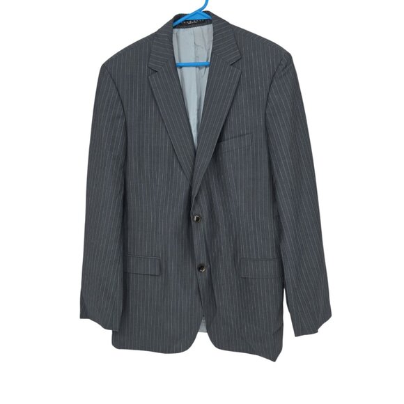 VTG Hugo Boss Mens Blazer 44L Gray Pinstripe 100% Wool Sport Coat Suit Jacket